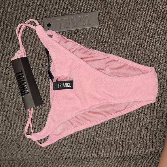 Pink terry cloth string bathing suit bottom - Picture 1 of 1